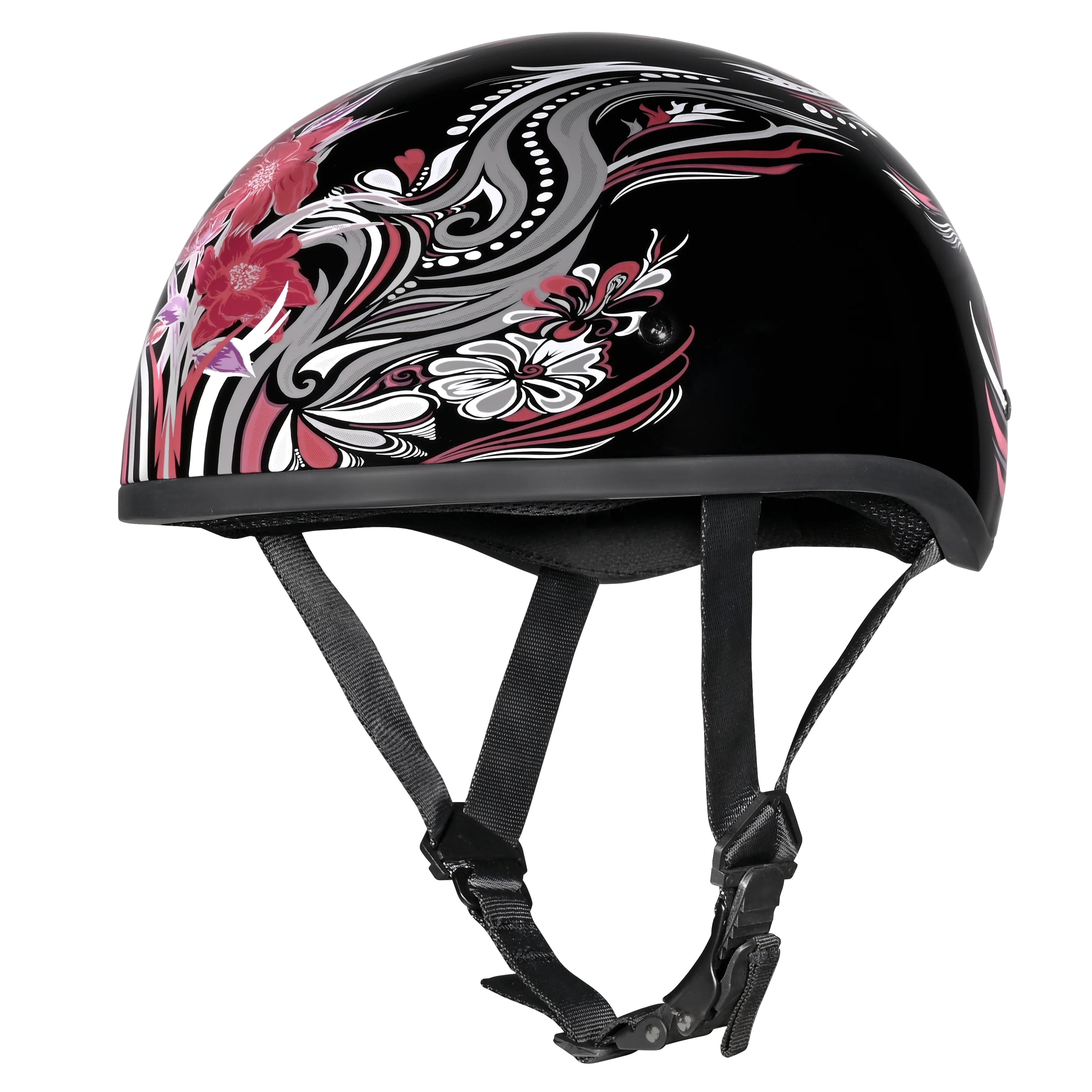 DOT Approved Daytona Motorcycle Half Face Helmet - Skull Cap Graphics for Men & Women, Scooters, ATVs, UTVs & Choppers