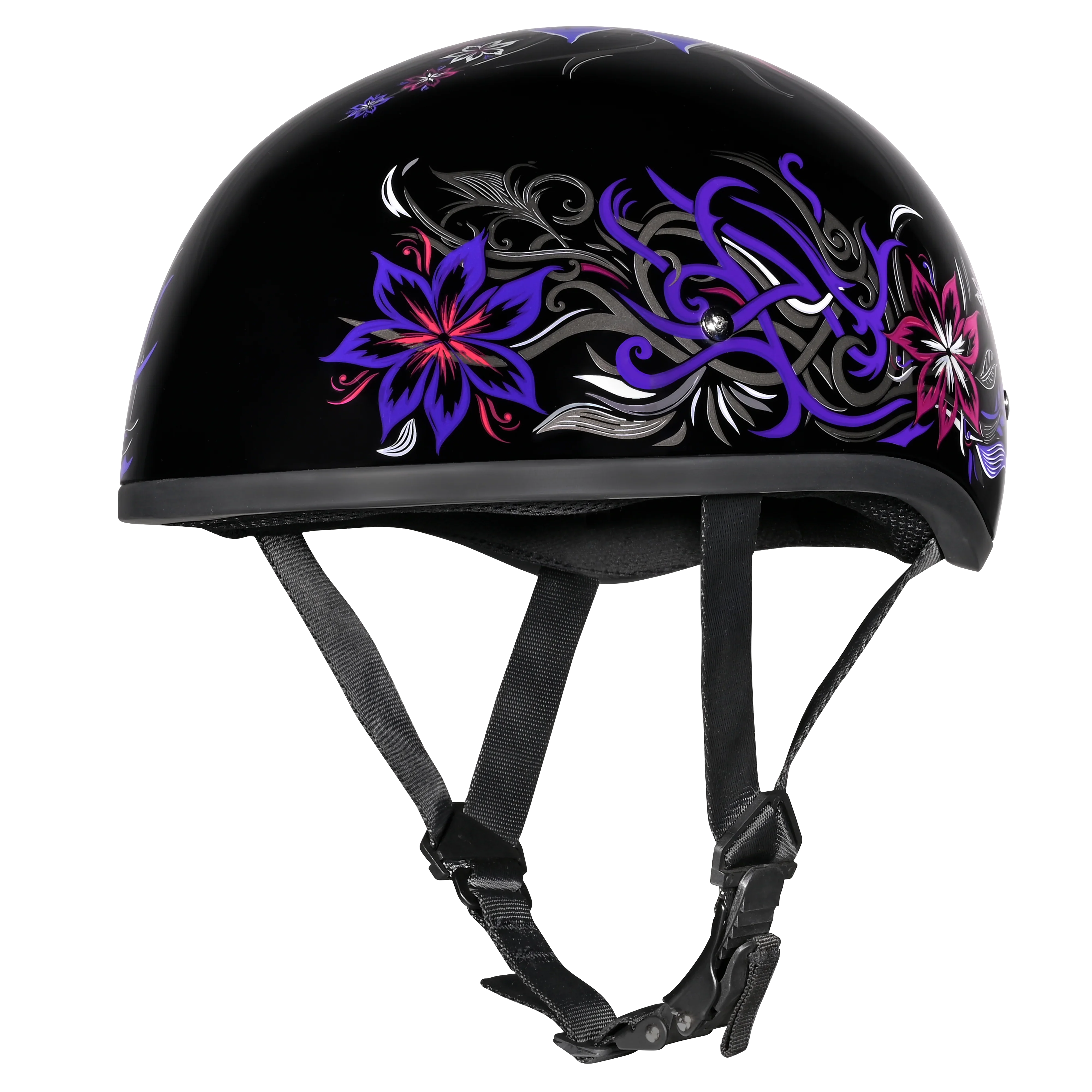 DOT Approved Daytona Motorcycle Half Face Helmet - Skull Cap Graphics for Men & Women, Scooters, ATVs, UTVs & Choppers