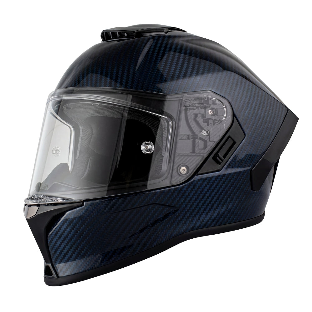 Daytona Viper Blue Carbon Fiber Full Face Motorcycle Helmet, 2XL