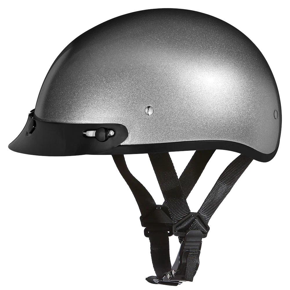 daytona helmets half skull cap motorcycle helmet Daytona Helmets Skull Cap Silver Metallic DOT Motorcycle Helmet D1-SM