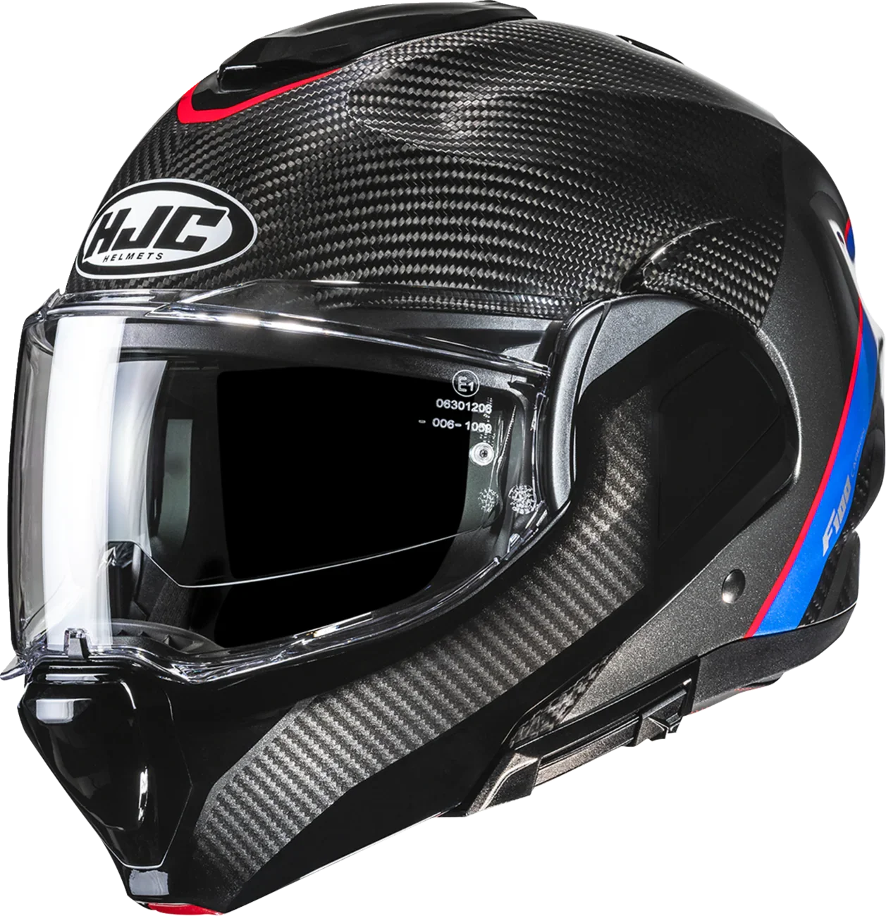 carbon fiber motorcycle helmet weights HJC F100 CARBON STAN ROTATIONAL MODULAR MOTORCYCLE HELMET MC21 / XS