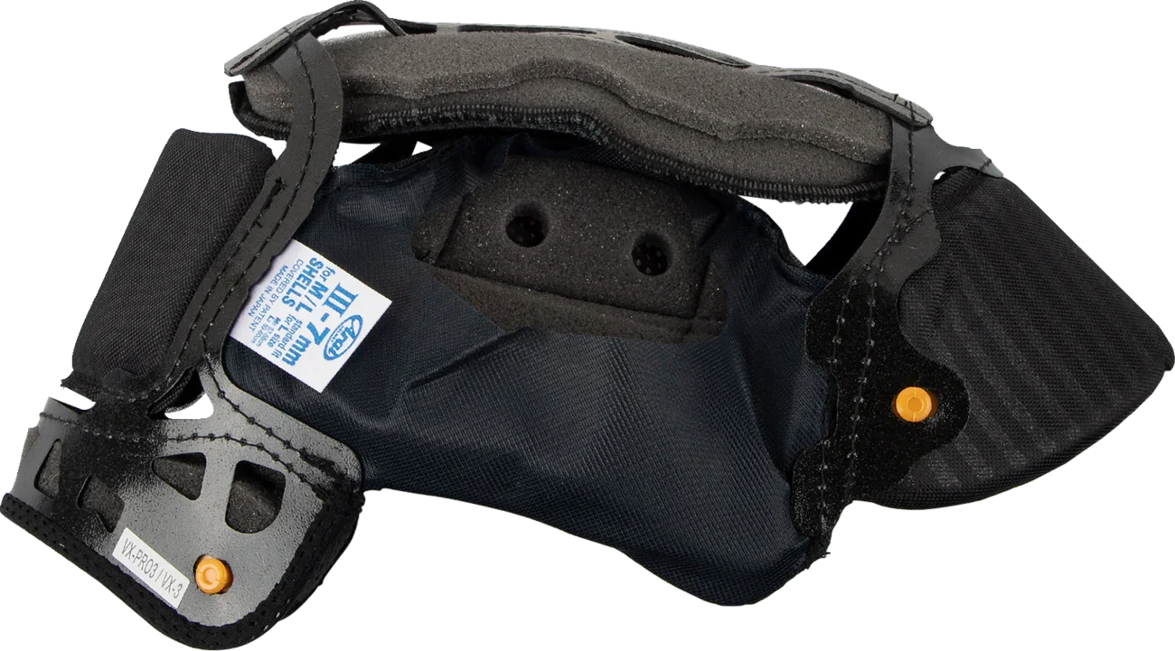 Black motorcycle helmet cheek pads with 7mm padding, compatible with VX-PRO3/VX-3 models