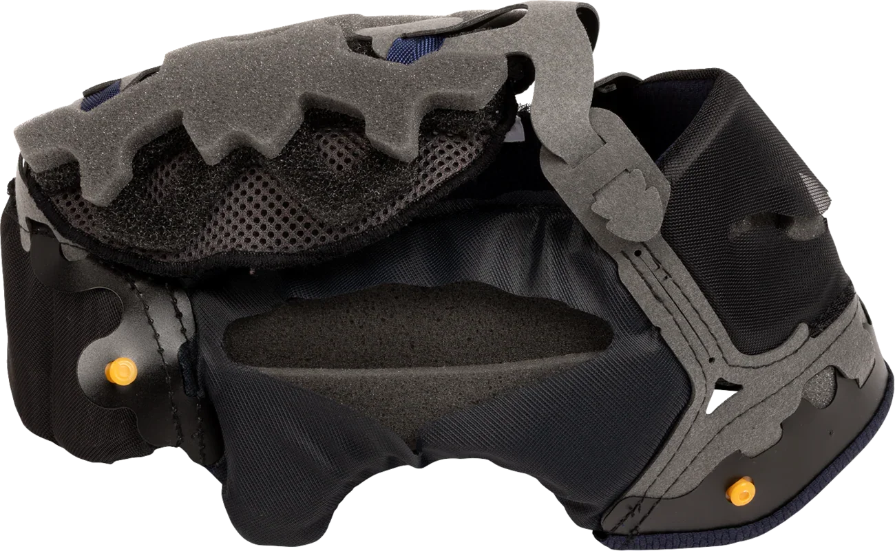 Motorcycle helmet interior with breathable mesh lining and adjustable foam padding for comfort and safety
