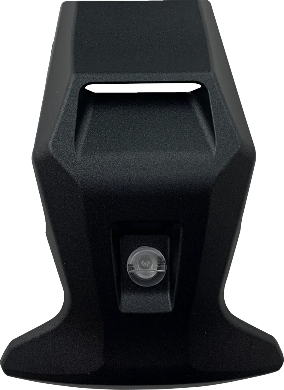Black motorcycle helmet visor latch with clear locking mechanism