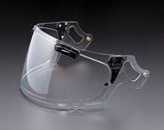 Clear motorcycle helmet visor with anti-fog shield and quick-release mechanism for easy replacement
