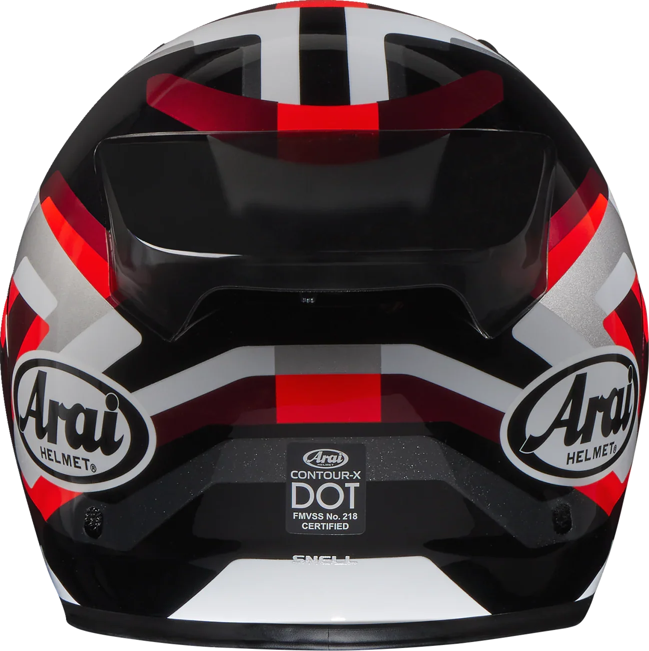 Arai Contour-X DOT certified motorcycle helmet with red, white, and black graphics