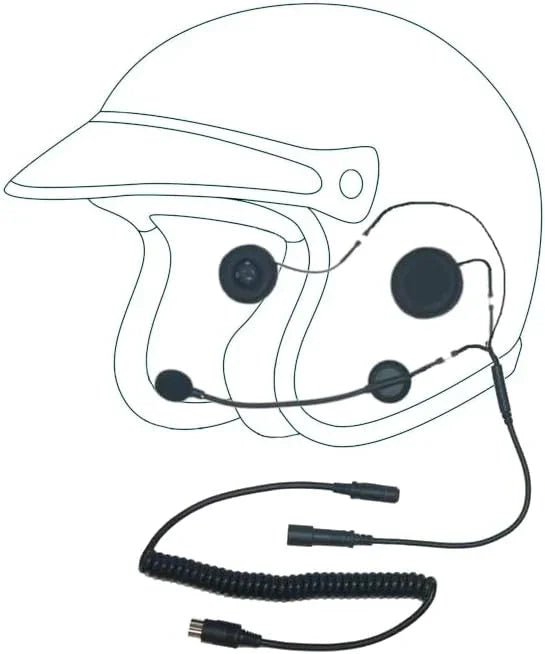 The Helmet Shop 7-Pin Helmet Headset Compatible with Harley Davidson Motorcycles | Stereo Speakers & Noise Canceling Boom Mic | 7-Pin Lower Cord Included