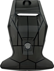 Black motorcycle helmet visor with geometric design and clear lens