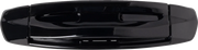Black motorcycle helmet visor with sleek, glossy finish and aerodynamic design