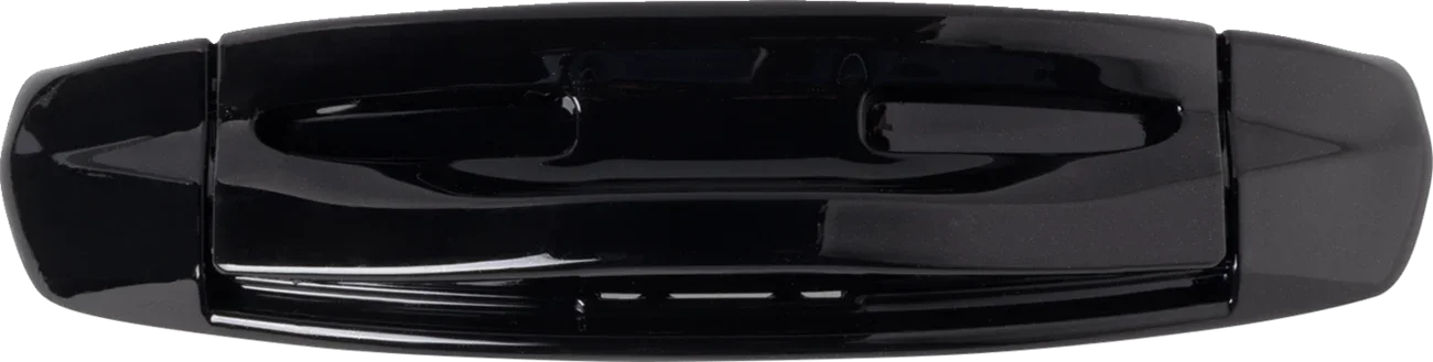 Black motorcycle helmet visor with sleek, glossy finish and aerodynamic design