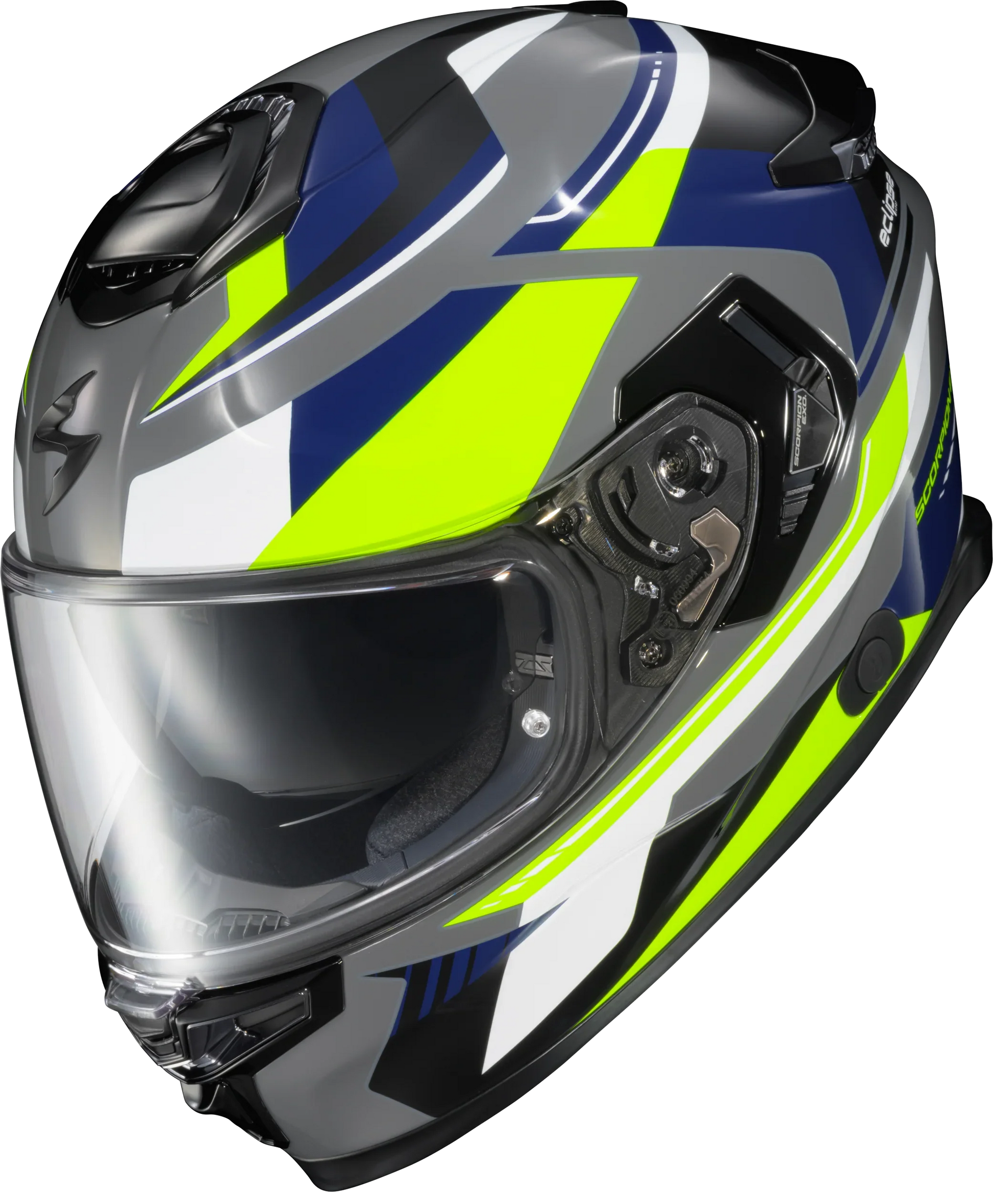 Scorpion EXO-Eclipse Full Face Helmet (Lunar Grey/Hi-Vis/Blue Medium)