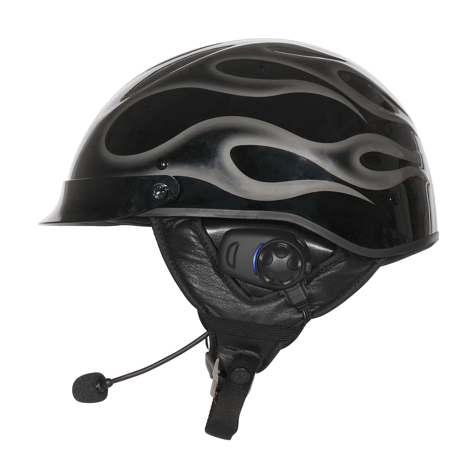 best motorcycle half helmet headsets German Style Bluetooth Scooter Open Face Helmet DOT Approved Built-in Speaker Headset Microphone with Retractable Visor, with Adjustable Quick Release Buckle : Automotive ear retention system keeps the helmet secure to your head and also allows unobstructed hearing for a multi Sena Bluetooth Headset Half Helmet