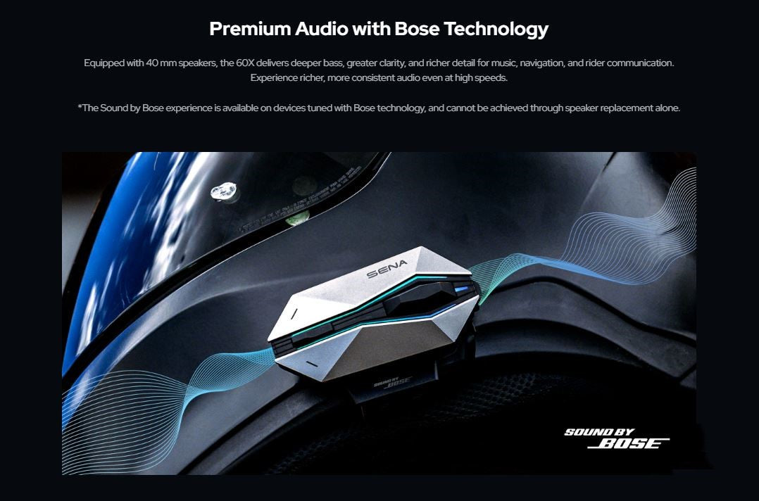 SENA 60X Mesh Intercom 3.0 Premium Bluetooth Helmet Headset Sound by BOSE DUAL Pack