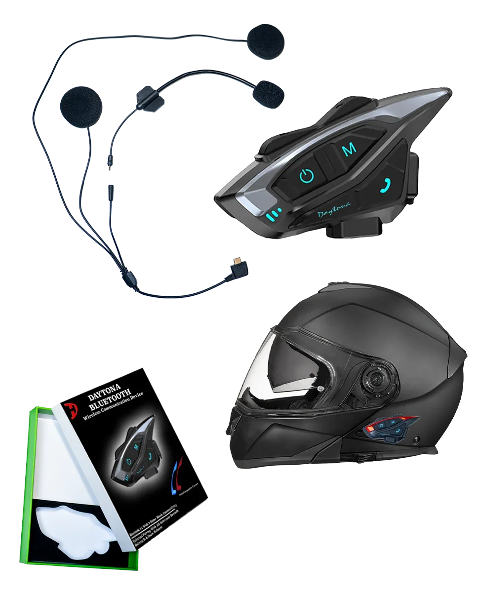 Daytona Helmets Motorcycle Bluetooth Headset - Motorcycle Communication System For All Types of Helmets - 1