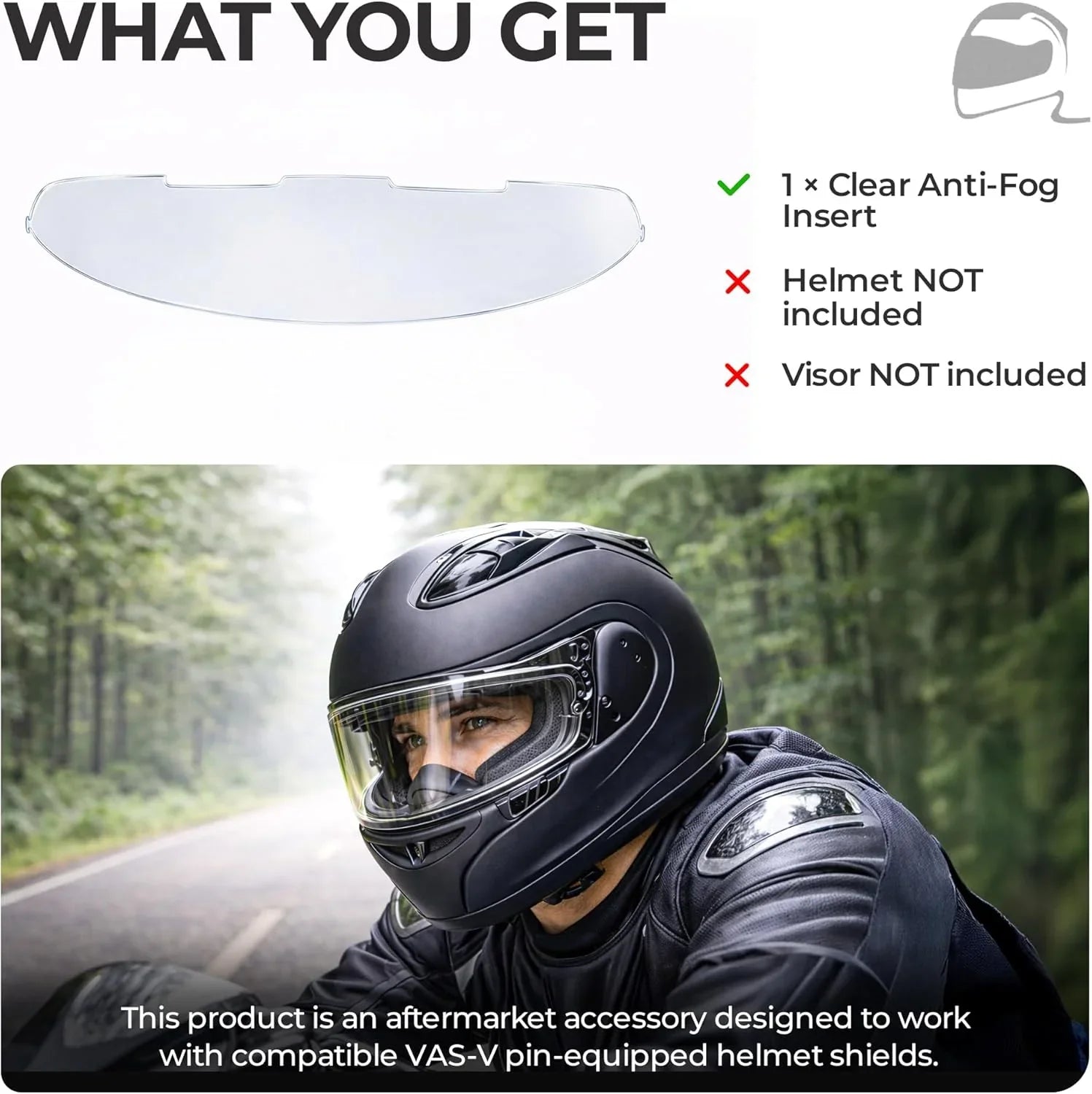 The Helmet Shop VAS-V Clear Anti-Fog Pinlock Insert for Arai Helmets – Corsair-X, Signet-X, Quantum-X, DT-X, Defiant-X & Regent-X