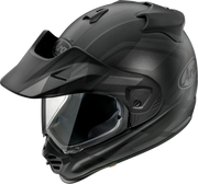 Arai off-road motorcycle helmet with clear visor and matte black design