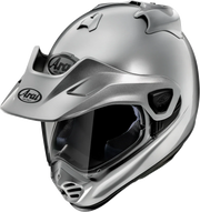 Arai off-road motorcycle helmet with visor, silver metallic finish, premium protective gear