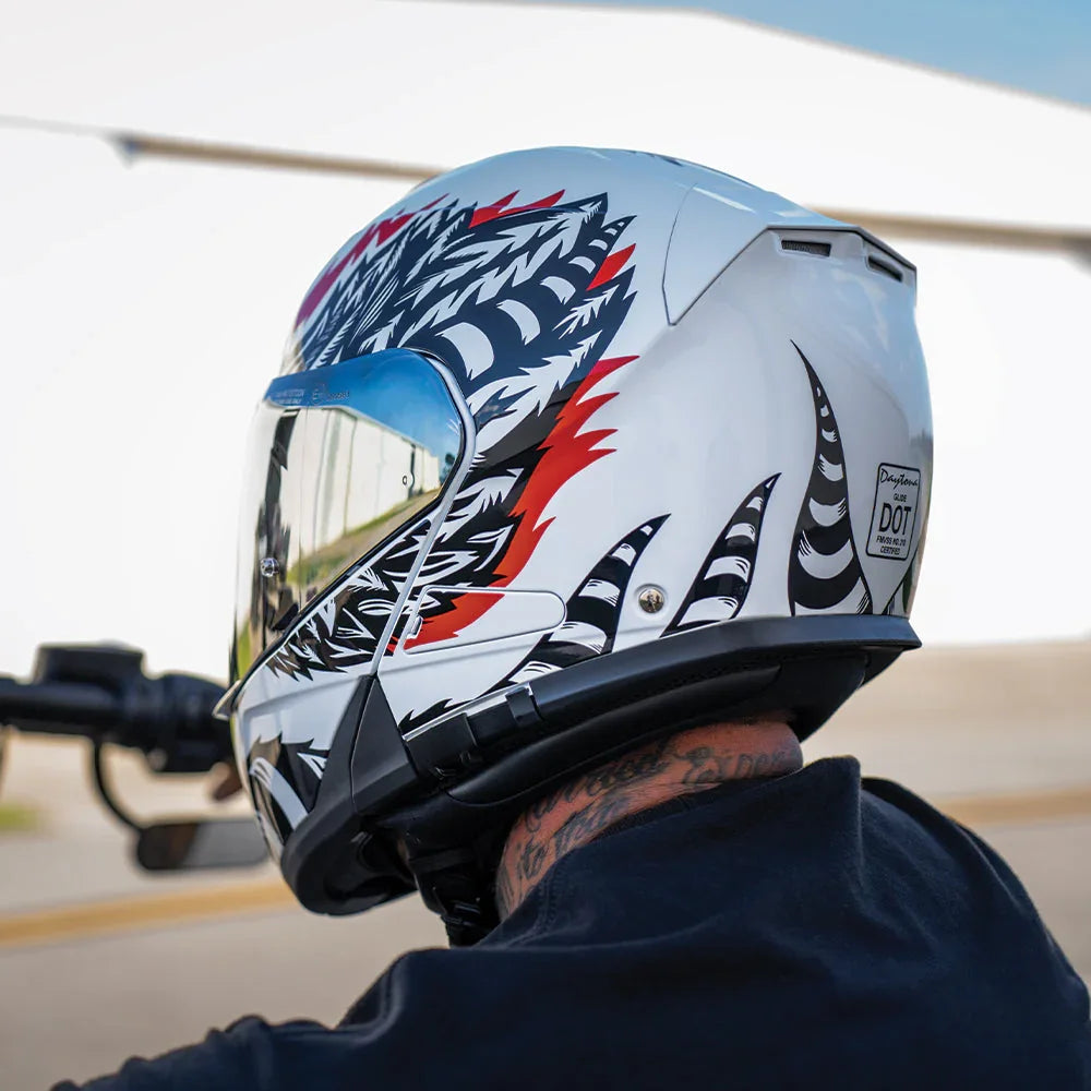 Daytona Helmets Daytona Glide Modular Motorcycle Helmet - DOT Approved, Bluetooth Ready, Dual Visor, Men/Women/Youth - W/ Phoenix