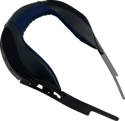 Black and navy blue motorcycle helmet neck roll with mesh padding for comfort and protection
