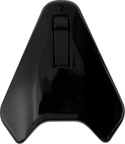 Black motorcycle helmet visor shield with central latch, sleek design for protective gear
