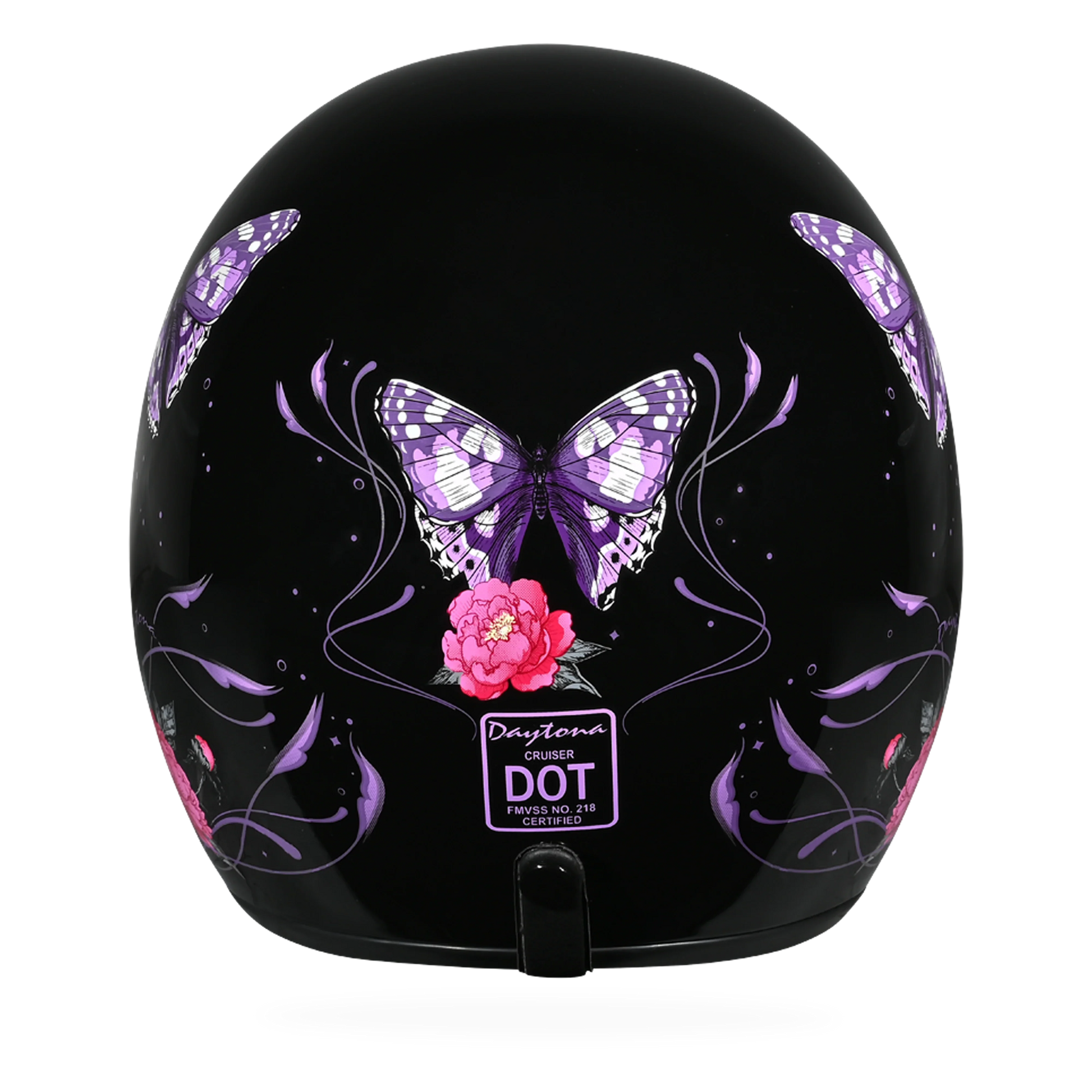 Daytona Helmets DOT Approved Daytona Cruiser Open Face Motorcycle Helmet - Men, Women & Youth - With Visor & Graphics - W/ Butterfly