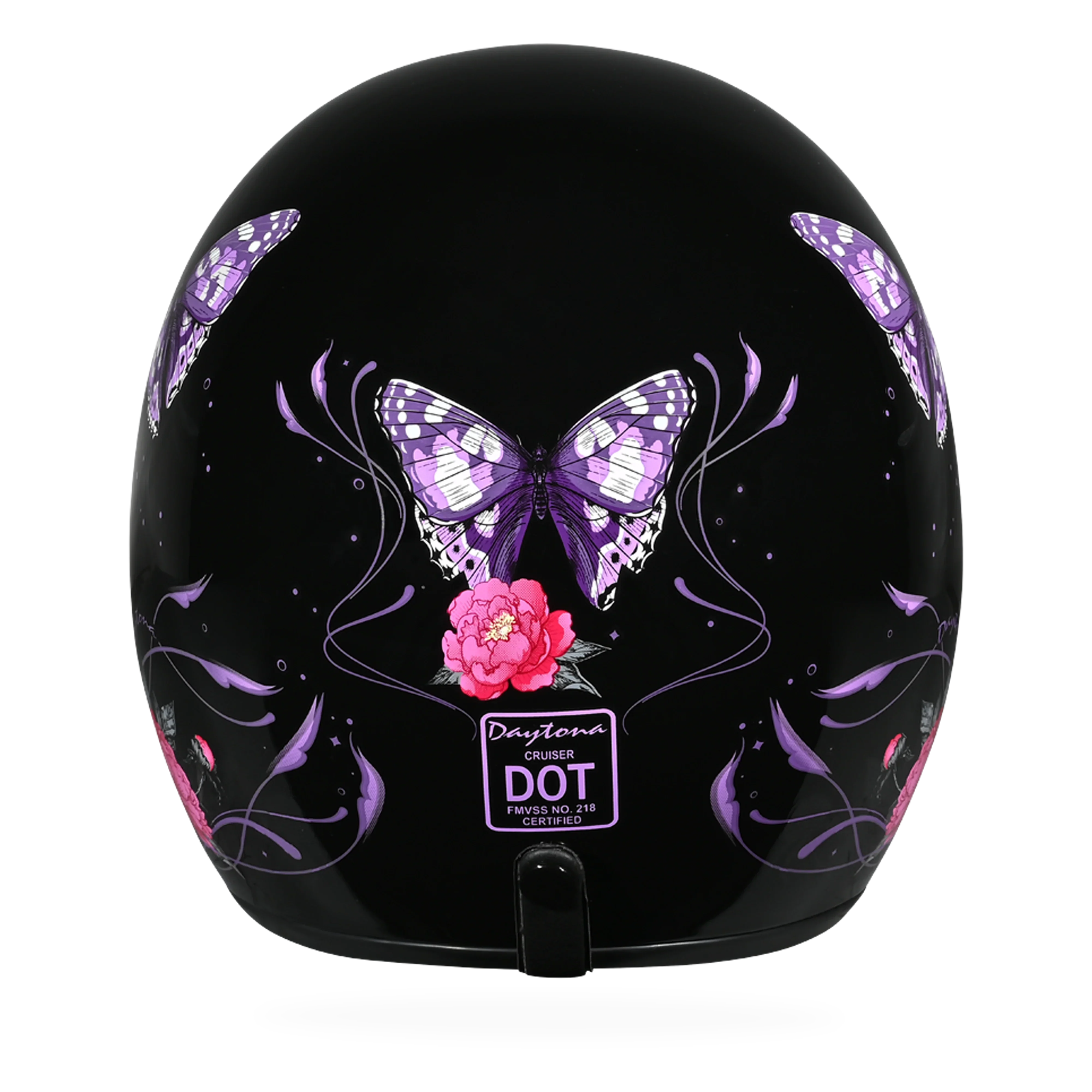 Daytona Helmets DOT Approved Daytona Cruiser Open Face Motorcycle Helmet - Men, Women & Youth - With Visor & Graphics - W/ Butterfly