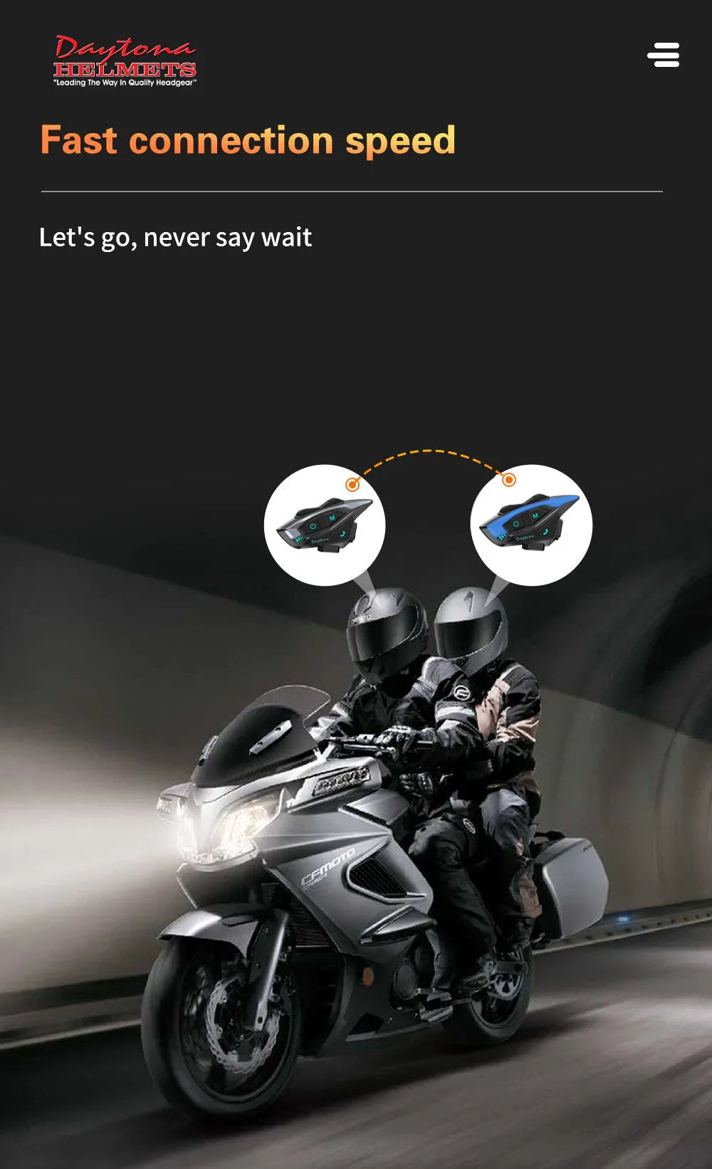 Daytona Helmets Motorcycle Bluetooth Headset - Motorcycle Communication System For All Types of Helmets - 1