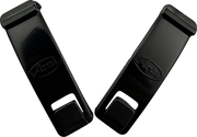 Black Arai helmet visor clips for secure shield attachment