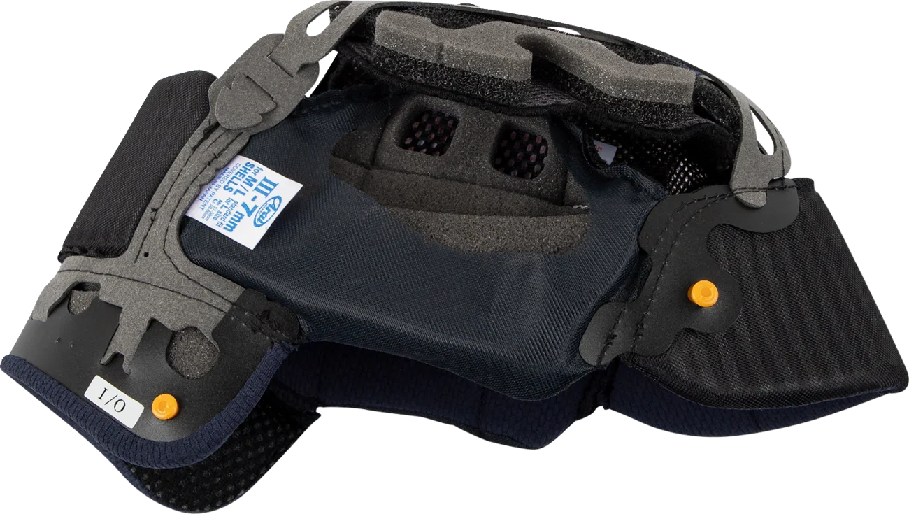Motorcycle helmet interior with EPS foam, ventilation, and comfort padding for safety and fit