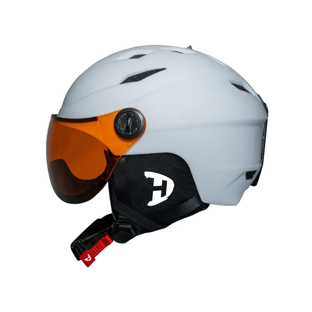 Daytona Helmets Daytona Carver Ski Helmet - Adjustable Ski Helmet for Men, Women & Youth - Dull Chalk White with Anti-Fog Visor