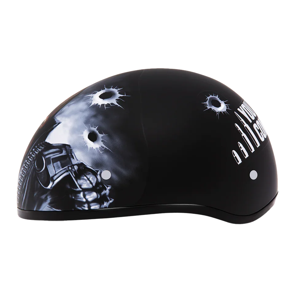 Daytona Helmets DOT Approved Daytona Motorcycle Half Face Helmet - Skull Cap Graphics for Men & Women, Scooters, ATVs, UTVs & Choppers - W/ Come Get 'Em