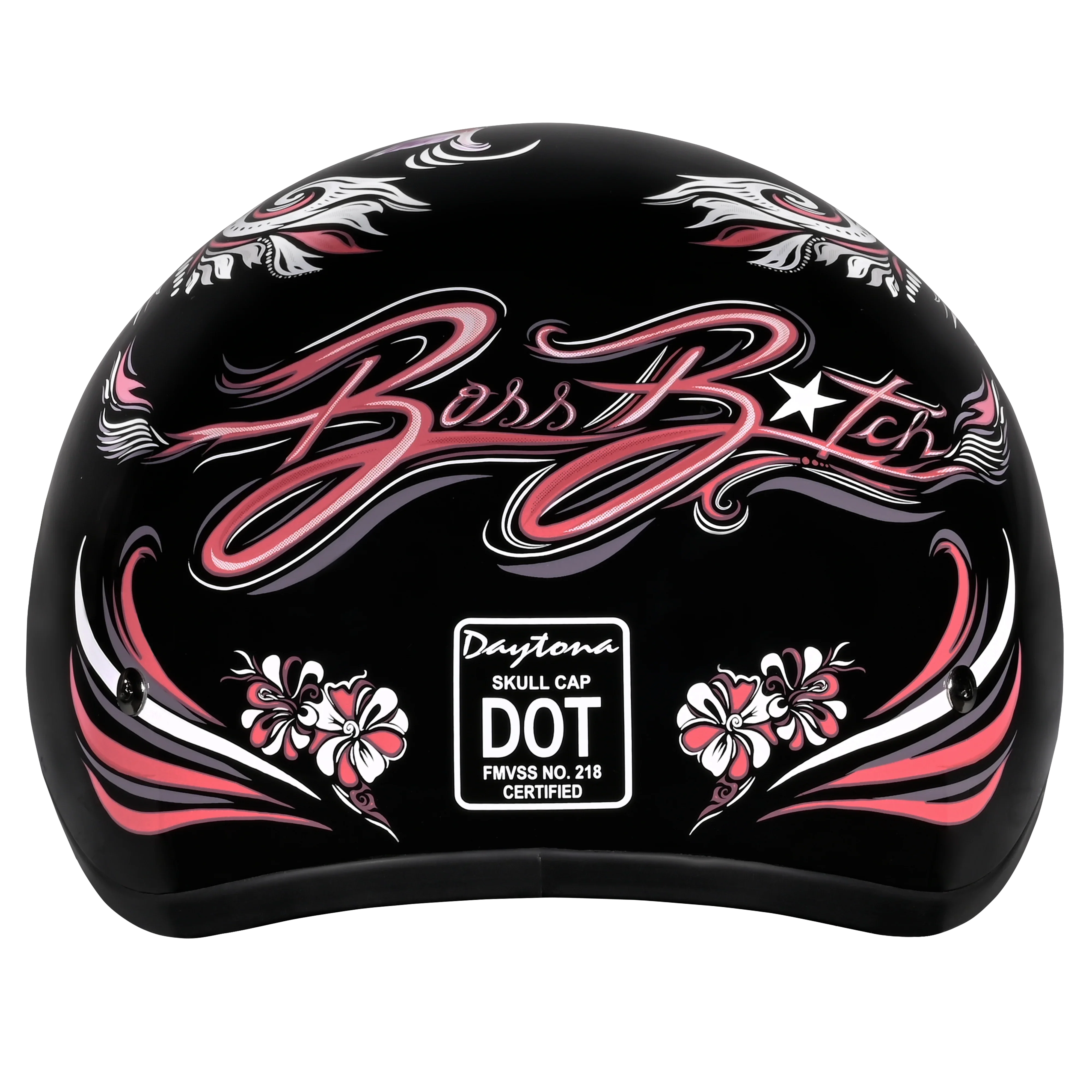 Daytona Helmets DOT Approved Daytona Motorcycle Half Face Helmet - Skull Cap Graphics for Men & Women, Scooters, ATVs, UTVs & Choppers - W/ Boss Bitch