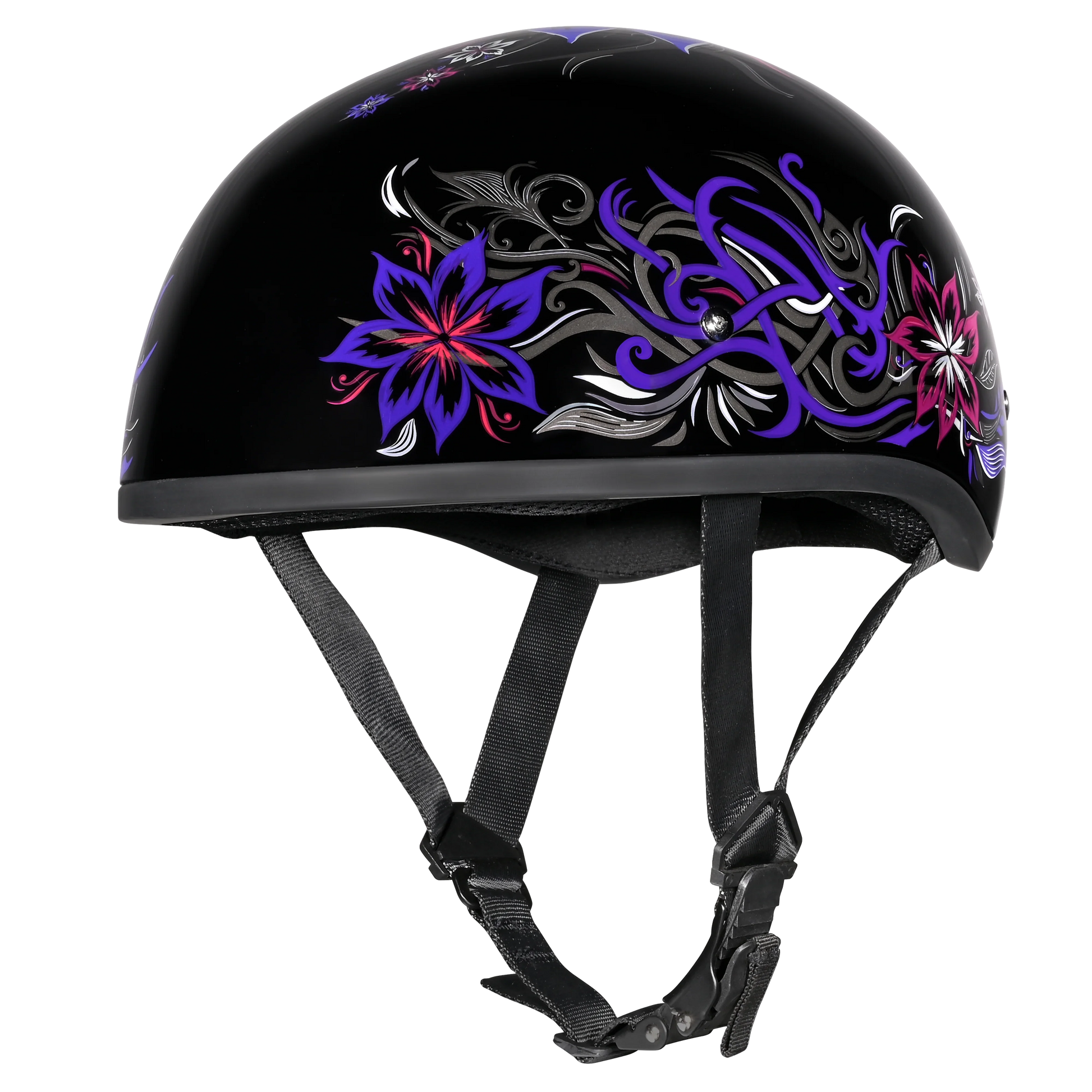 DOT Approved Daytona Motorcycle Half Face Helmet - Skull Cap Graphics for Men & Women, Scooters, ATVs, UTVs & Choppers