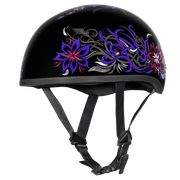 Daytona Helmets DOT Approved Daytona Motorcycle Half Face Helmet - Skull Cap Graphics for Men & Women, Scooters, ATVs, UTVs & Choppers - W/ Flowers