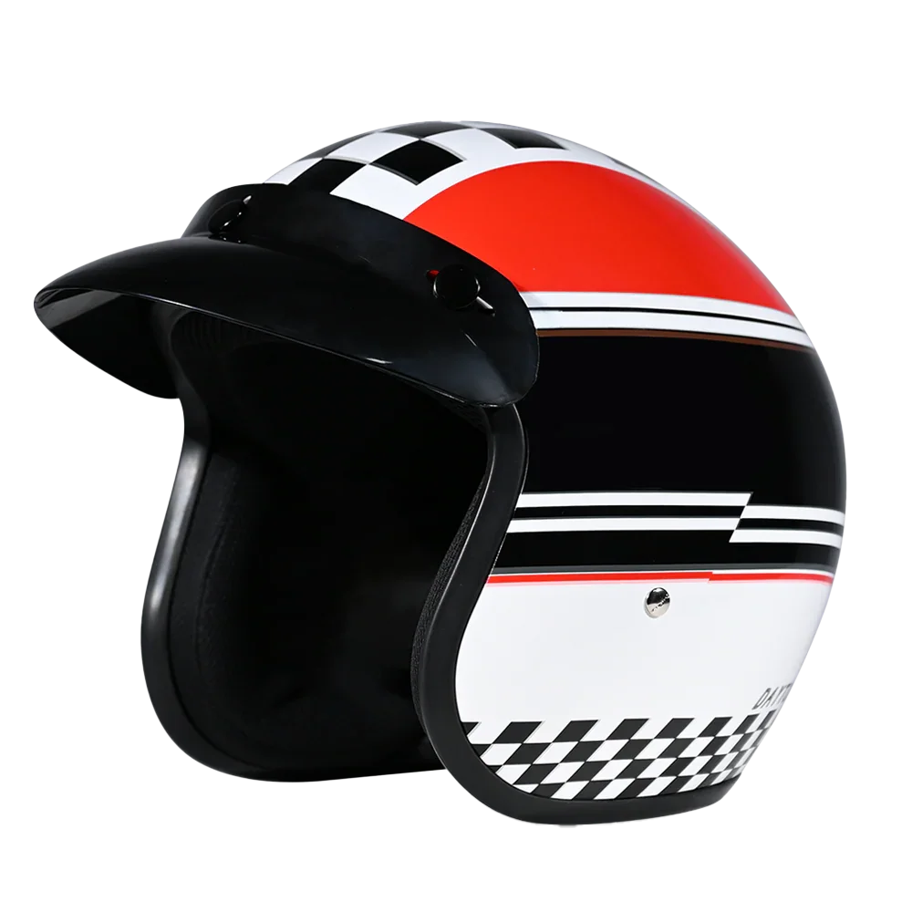 Daytona Helmets DOT Approved Daytona Cruiser Open Face Motorcycle Helmet - Men, Women & Youth - With Visor & Graphics - W/ Daytona Classic