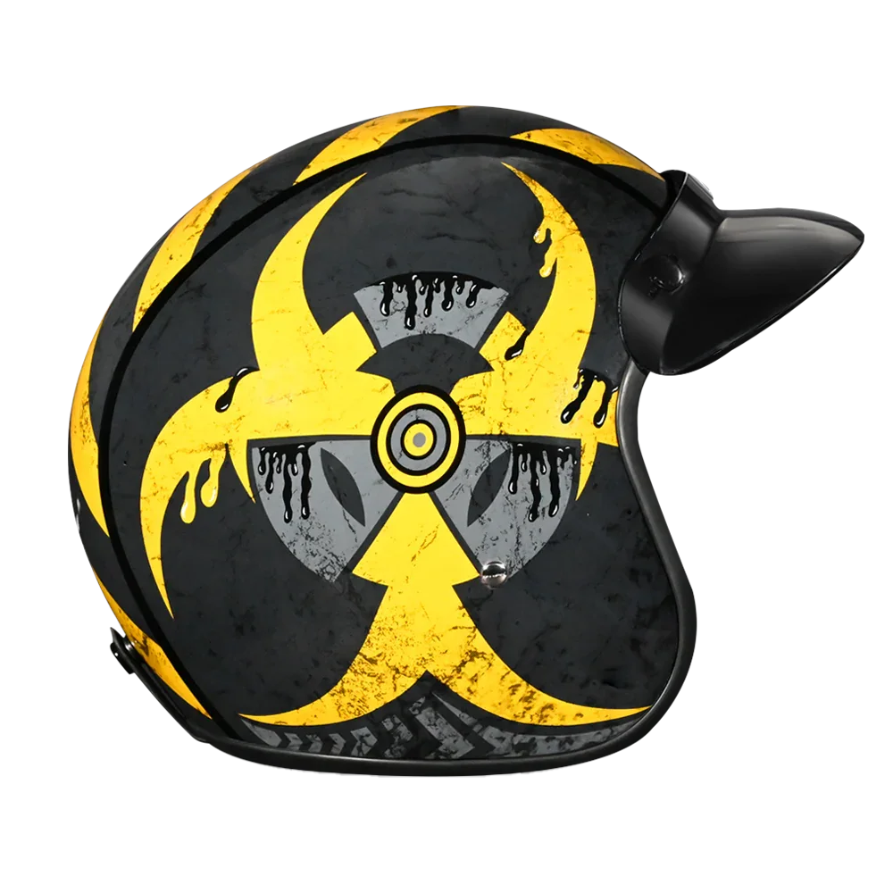 Daytona Helmets DOT Approved Daytona Cruiser Open Face Motorcycle Helmet - Men, Women & Youth - With Visor & Graphics - W/ Toxic