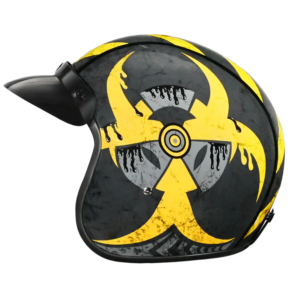 Daytona Helmets DOT Approved Daytona Cruiser Open Face Motorcycle Helmet - Men, Women & Youth - With Visor & Graphics - W/ Toxic