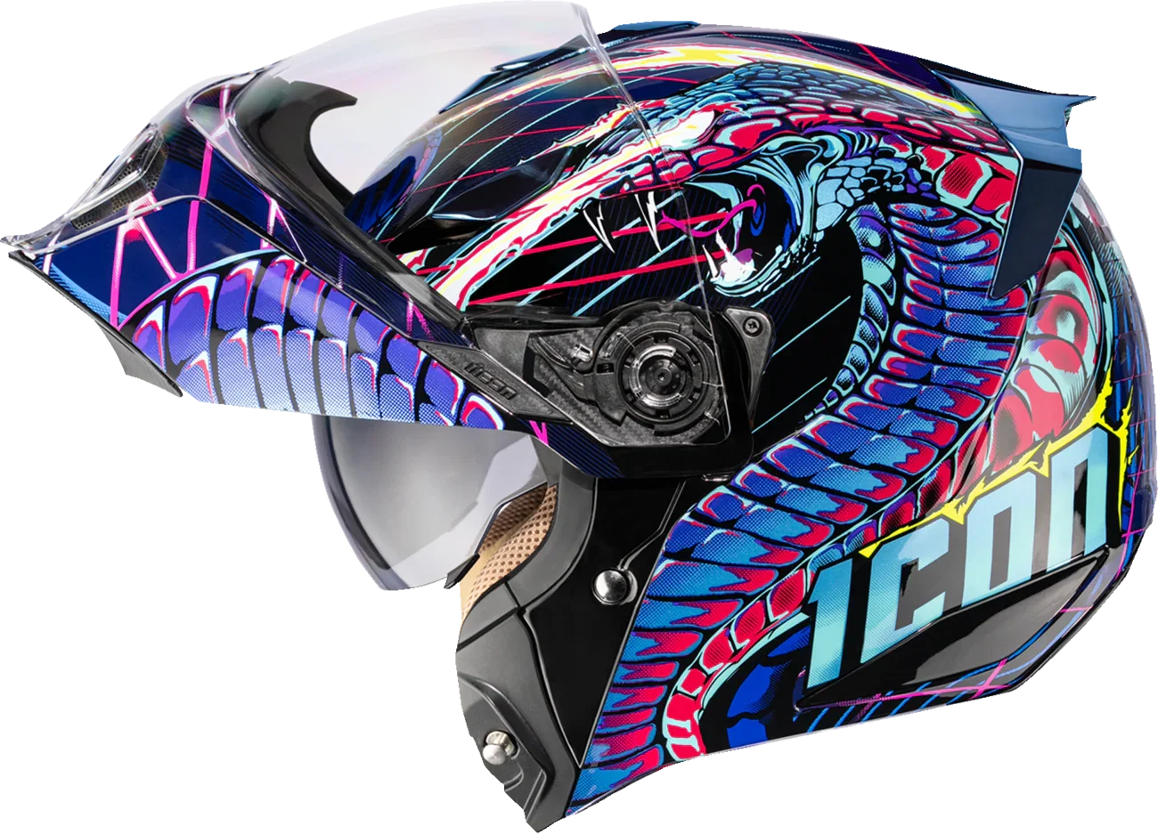ICON Threshold- Synthwave Lazer Cobra Modular Helmet