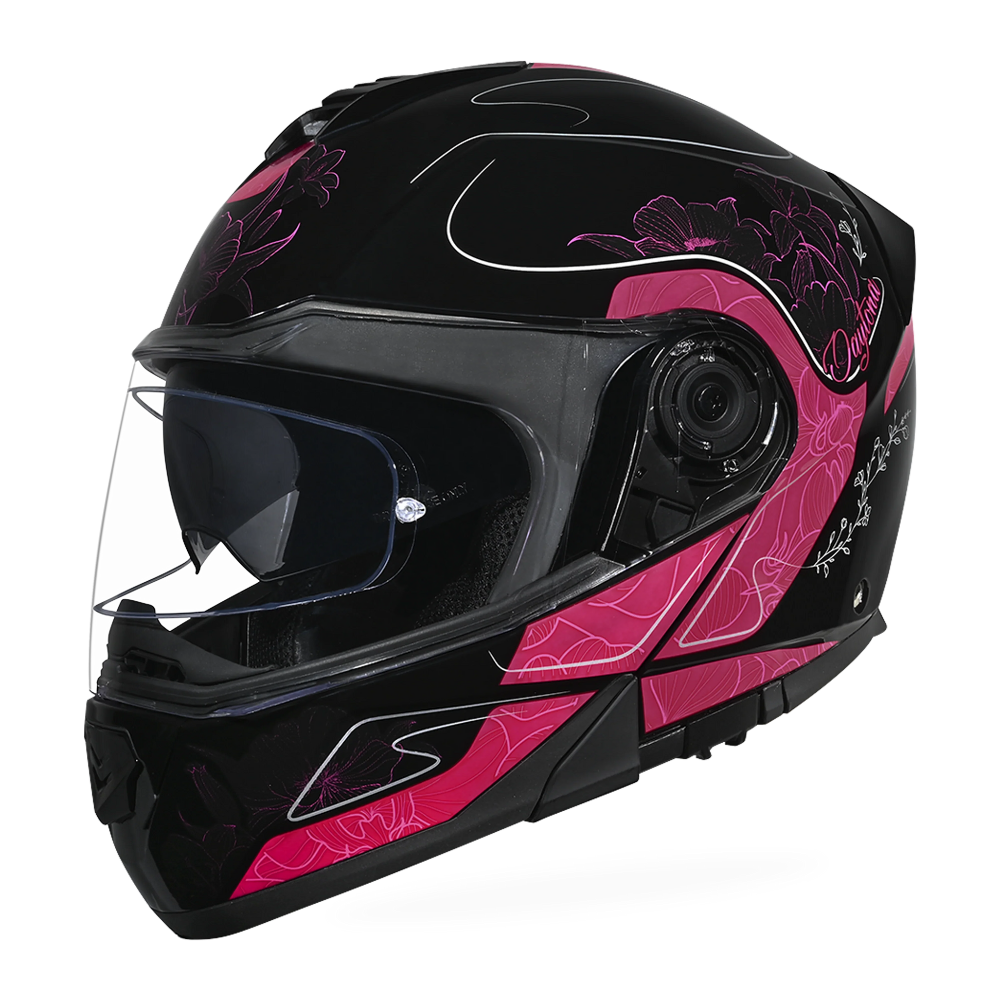 Daytona Helmets Daytona Glide Modular Motorcycle Helmet - DOT Approved, Bluetooth Ready, Dual Visor, Men/Women/Youth - W/ Flowers