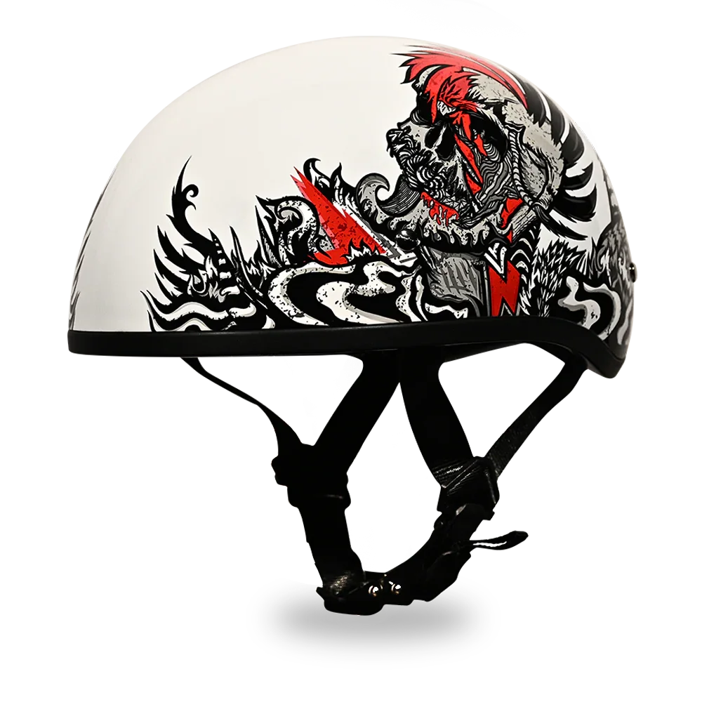 Daytona Helmets DOT Approved Daytona Motorcycle Half Face Helmet - Skull Cap Graphics for Men & Women, Scooters, ATVs, UTVs & Choppers - W/ Rockin' Reaper