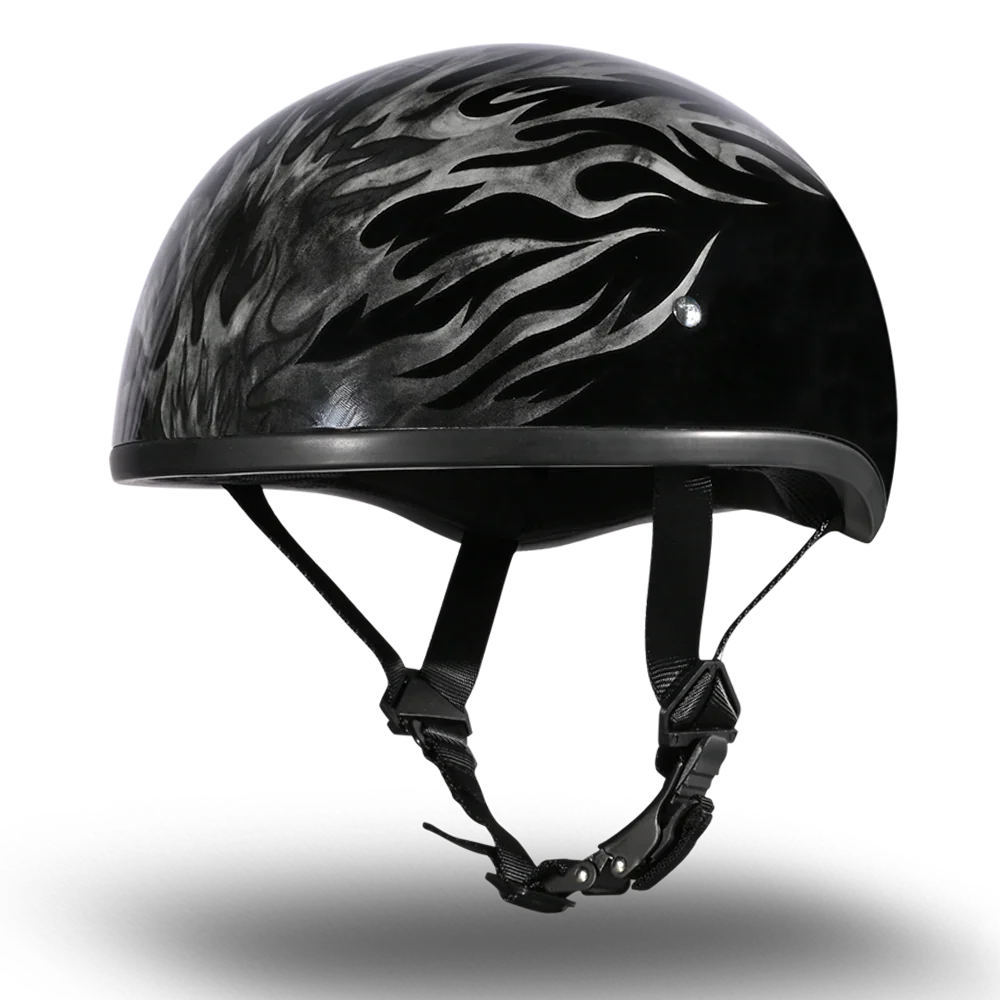 Daytona Helmets DOT Approved Daytona Motorcycle Half Face Helmet - Skull Cap Graphics for Men & Women, Scooters, ATVs, UTVs & Choppers - W/ Ignite Grey