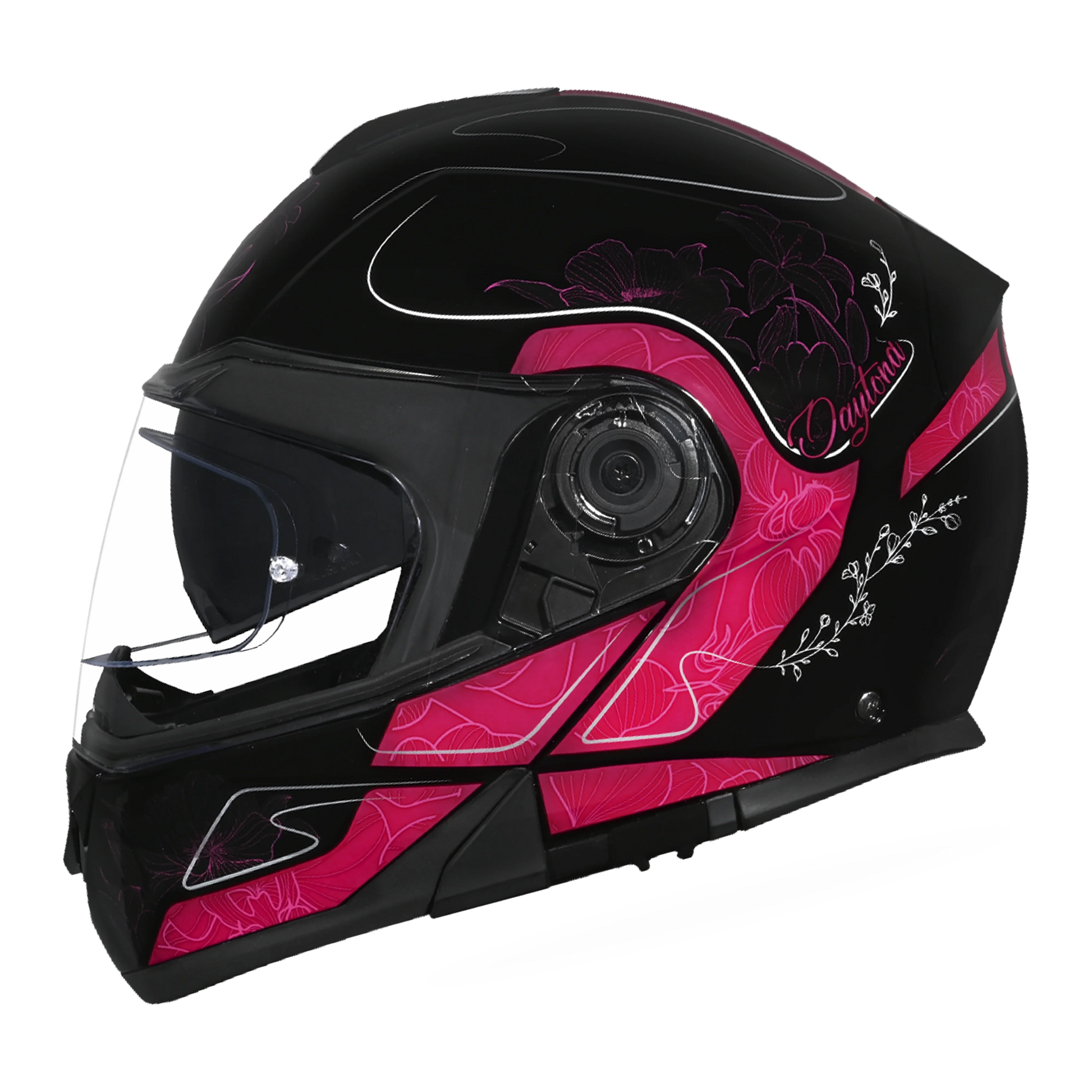 Daytona Helmets Daytona Glide Modular Motorcycle Helmet - DOT Approved, Bluetooth Ready, Dual Visor, Men/Women/Youth - W/ Flowers