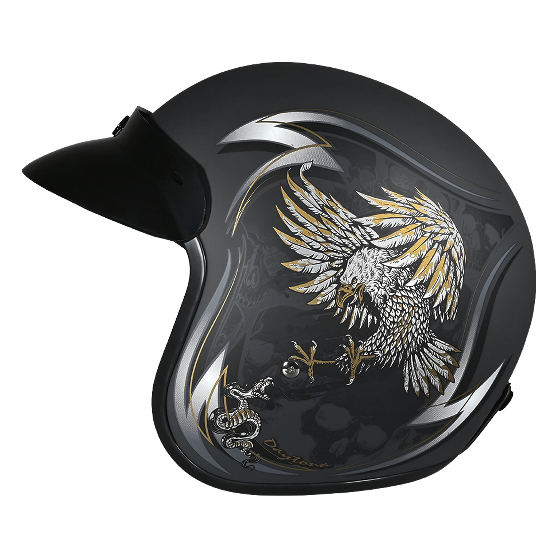 DOT Approved Daytona Cruiser Open Face Motorcycle Helmet - Men, Women & Youth - With Visor & Graphics