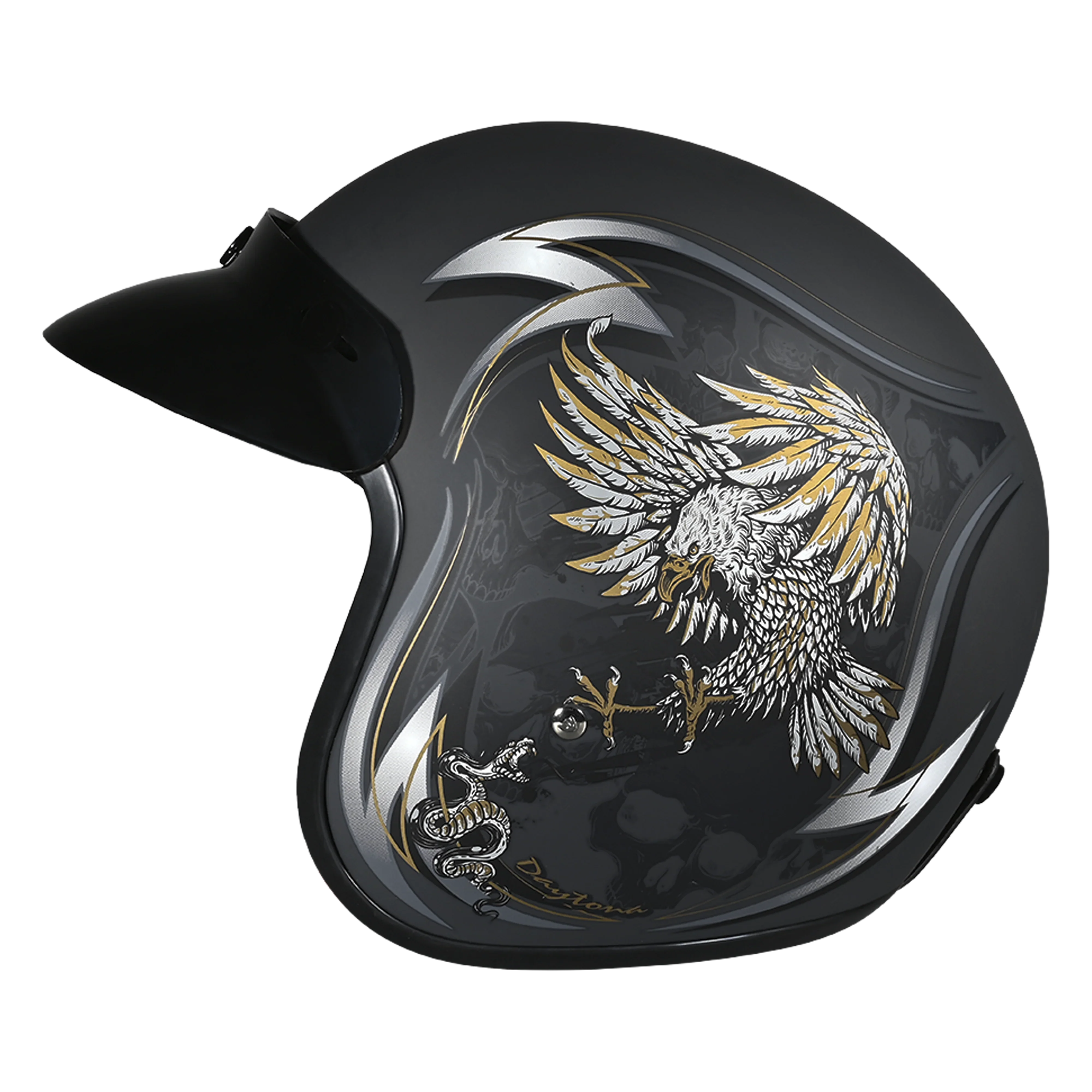 Daytona Helmets DOT Approved Daytona Cruiser Open Face Motorcycle Helmet - Men, Women & Youth - With Visor & Graphics - W/ Wild Soul