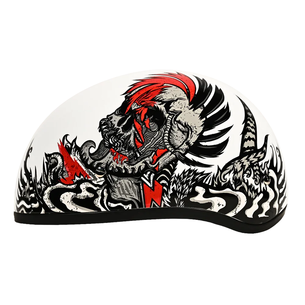 Daytona Helmets DOT Approved Daytona Motorcycle Half Face Helmet - Skull Cap Graphics for Men & Women, Scooters, ATVs, UTVs & Choppers - W/ Rockin' Reaper