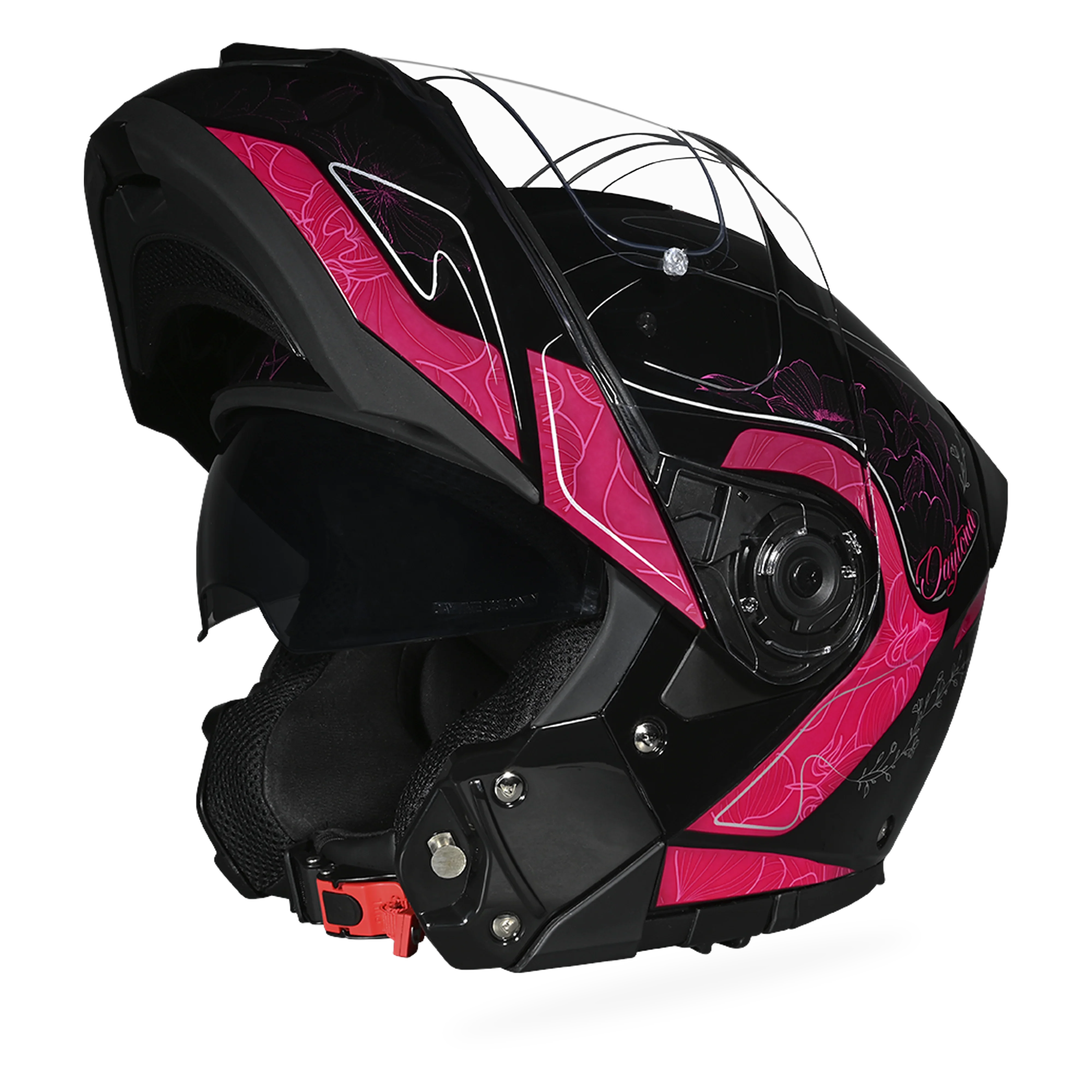 Daytona Glide Modular Motorcycle Helmet - DOT Approved, Bluetooth Ready, Dual Visor, Men/Women/Youth - W/ Flowers