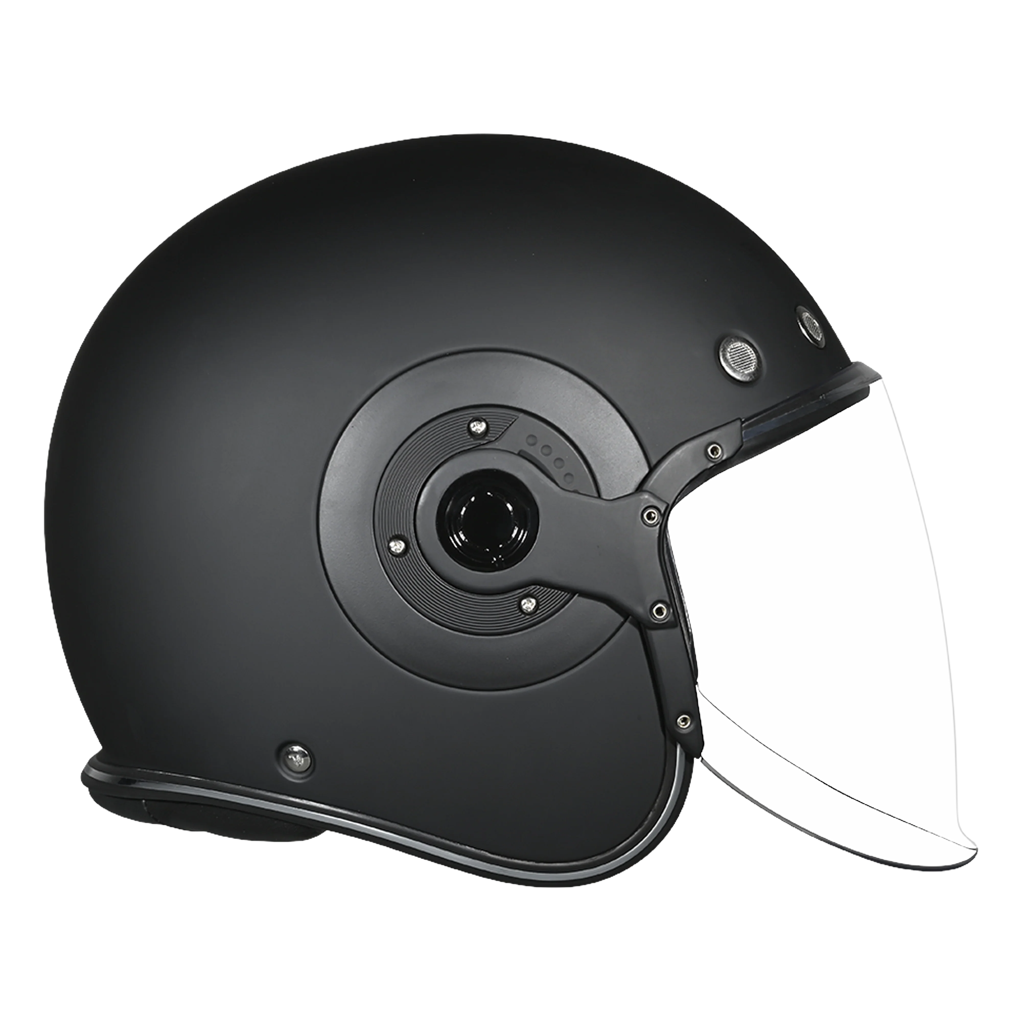 D.O.T. & ECE Daytona Retro Jet Open Face Helmet- Dull Black