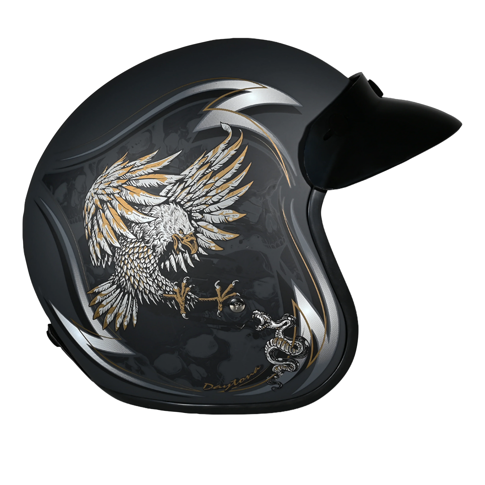 Daytona Helmets DOT Approved Daytona Cruiser Open Face Motorcycle Helmet - Men, Women & Youth - With Visor & Graphics - W/ Wild Soul