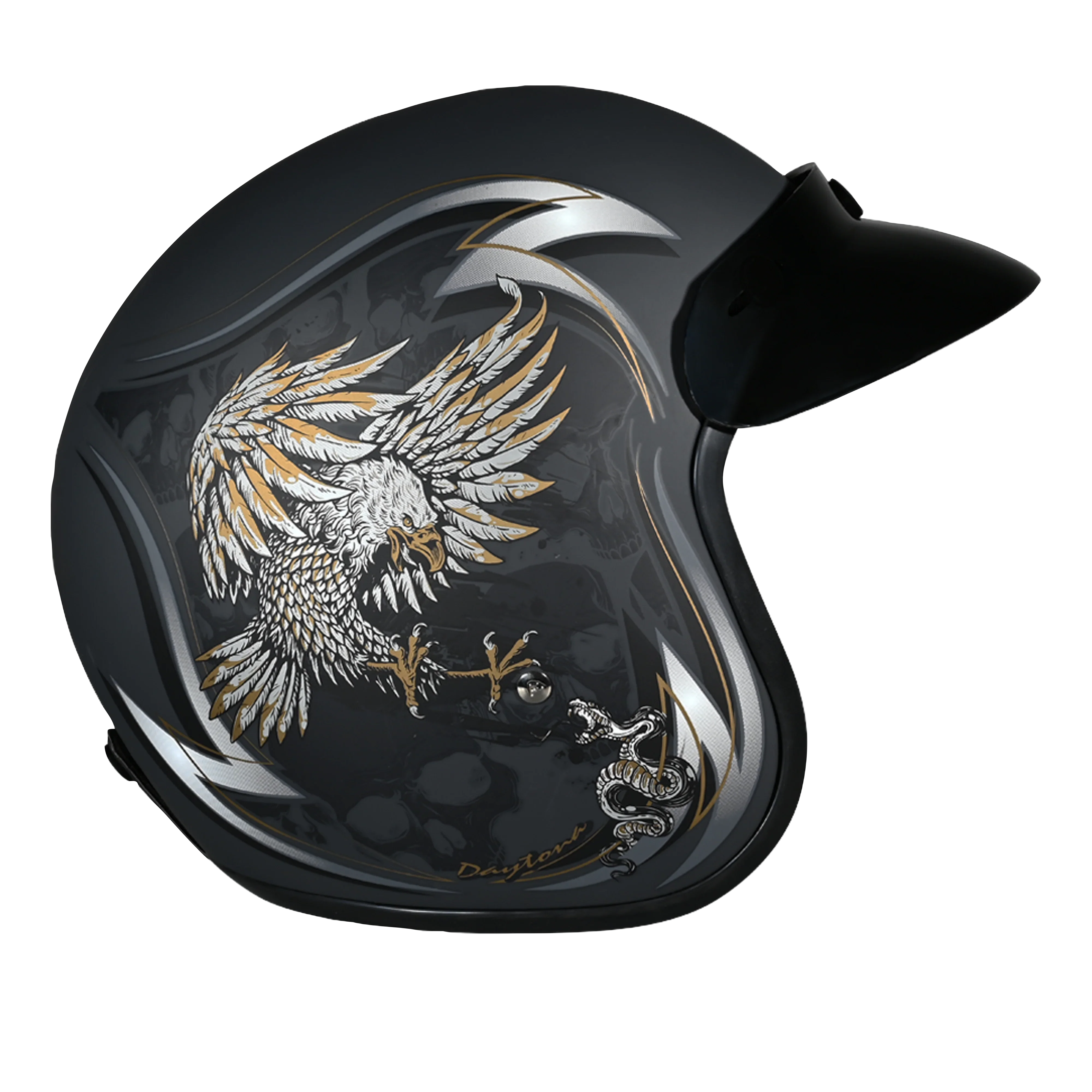 Daytona Helmets DOT Approved Daytona Cruiser Open Face Motorcycle Helmet - Men, Women & Youth - With Visor & Graphics - W/ Wild Soul