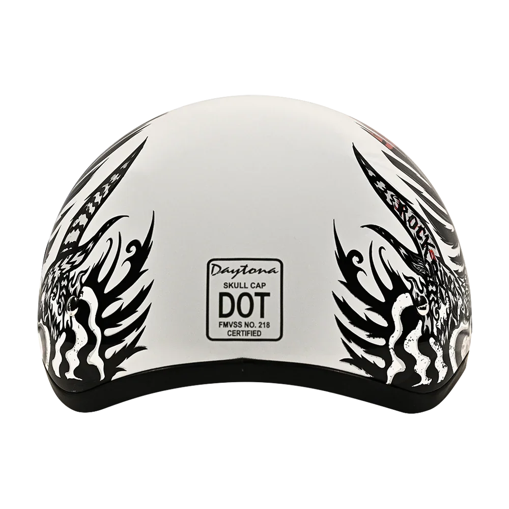 Daytona Helmets DOT Approved Daytona Motorcycle Half Face Helmet - Skull Cap Graphics for Men & Women, Scooters, ATVs, UTVs & Choppers - W/ Rockin' Reaper